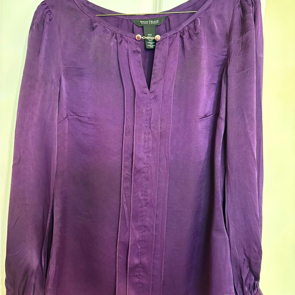 White House Black Market  Purple Silk Women's Blouse